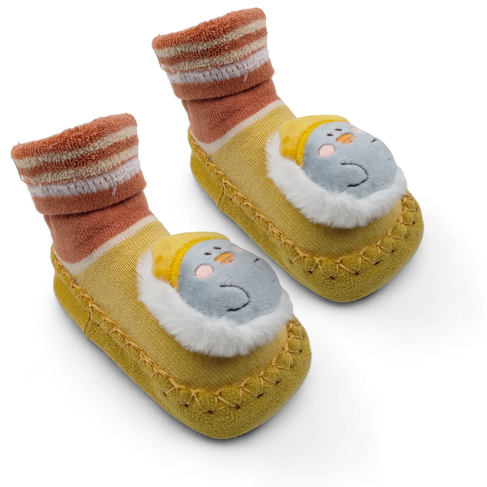 Yellow Penguin- Baby Sock Shoes for Infants Babies and Little Kids